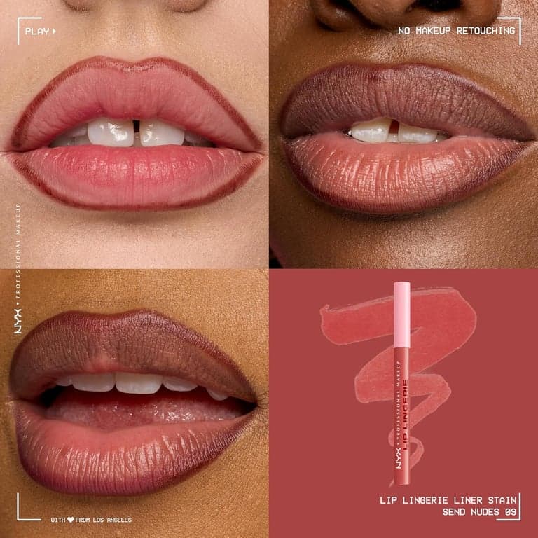 Delineador de labios NYX PROFESSIONAL MAKEUP Lip Lingerie Liner Stain, maquillaje sin costuras con color durante todo el día, acabado de tinte de labios a prueba de agua - Send Nudes (Rosewood) - imagen 2