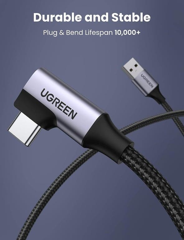 UGREEN Cable USB a C 3.0 Carga Rápida, A a C de 5Gbps en Ángulo Recto, Tipo C Trenzado de Nylon Compatible con iPhone 15/15 Plus/15 Pro, Galaxy S24/S23/S10/S10+, Pixel 8/7, 3.3FT - imagen 5