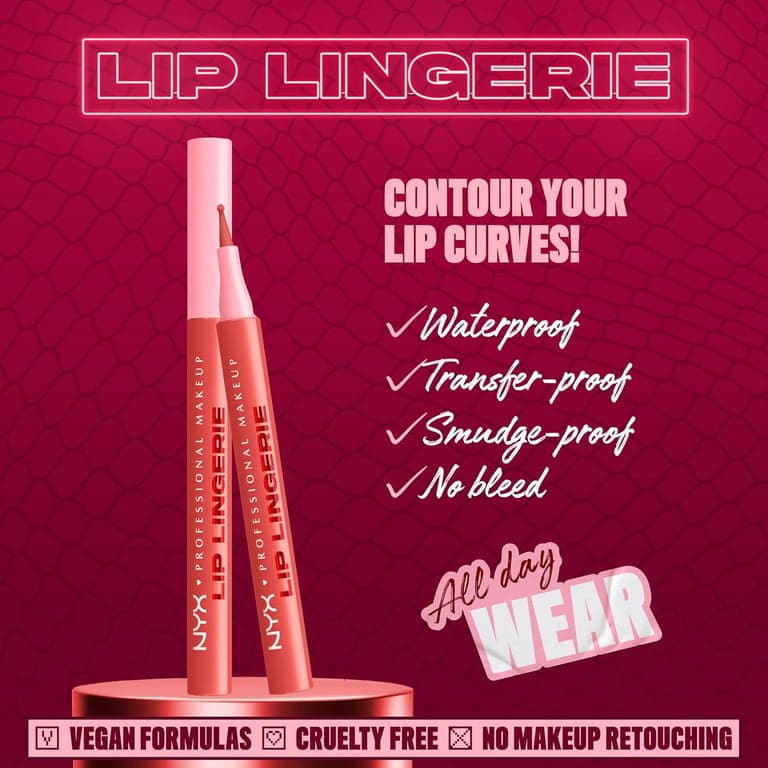 Delineador de labios NYX PROFESSIONAL MAKEUP Lip Lingerie Liner Stain, maquillaje sin costuras con color durante todo el día, acabado de tinte de labios a prueba de agua - Send Nudes (Rosewood) - vista alternativa