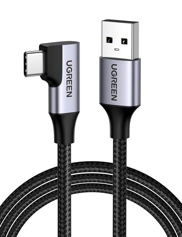 UGREEN Cable USB a C 3.0 Carga Rápida, A a C de 5Gbps en Ángulo Recto, Tipo C Trenzado de Nylon Compatible con iPhone 15/15 Plus/15 Pro, Galaxy S24/S23/S10/S10+, Pixel 8/7, 3.3FT