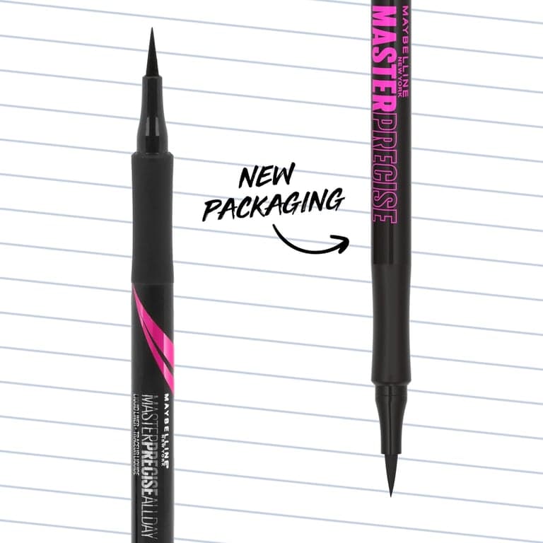 Maybelline Eyestudio Master Precise Delineador Líquido Resistente al Agua de Larga Duración, Negro Mate, 1 unidad (el empaque puede variar) - vista alternativa
