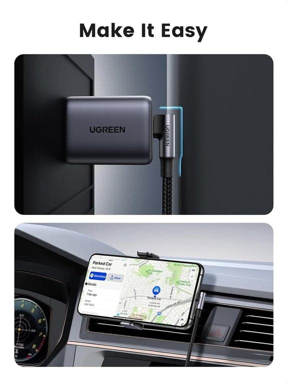 UGREEN Cable USB C en Ángulo Recto de 100W, de Carga Rápida, 10ft (Paquete de 2) - imagen 6
