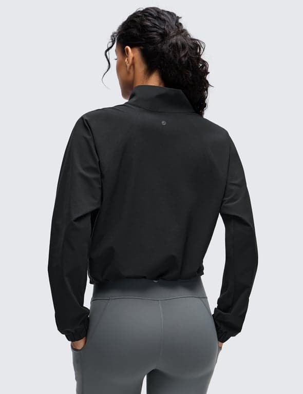 CRZ YOGA Chaquetas deportivas con cordón en la parte inferior | Ligeras, para senderismo, media cremallera, bolsillos laterales, tipo suéter, para mujer - vista alternativa