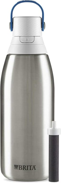 Botella de agua filtrada aislada Brita con popote (32 onzas) y repuestos de filtro de agua (paquete de 6) - vista alternativa