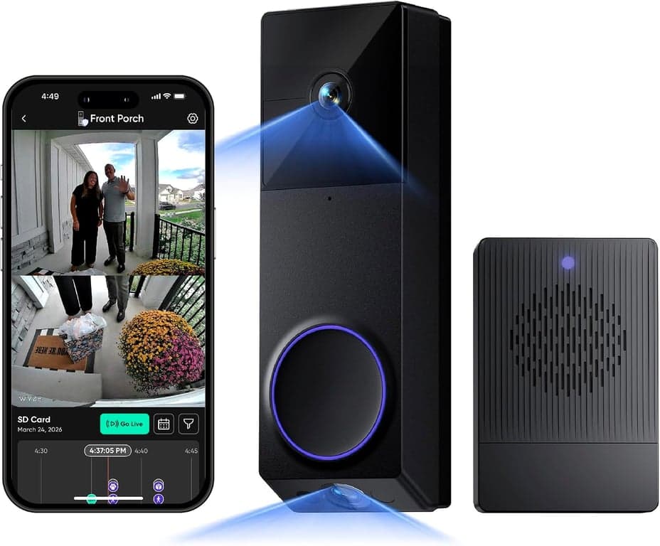 WYZE Video Doorbell Wireless Duo Cam Camera con timbre Wi-Fi, 2K HD