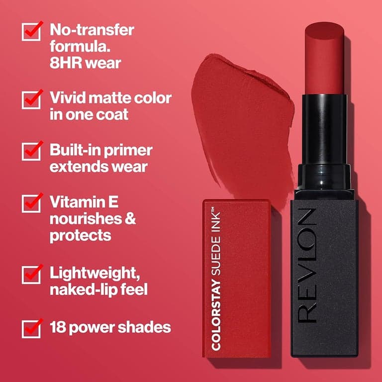 Revlon ColorStay Suede Ink Lipstick, 007 Feed the Flame, 0.09 oz - vista alternativa