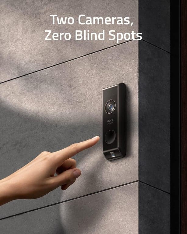 eufy Security Video Doorbell Dual Camera (funciona con baterías) con HomeBase, cámara de timbre inalámbrica, detección dual de movimiento y paquetes, HD 2K, sin tarifa mensual, almacenamiento local de 16 GB (renovado) - vista alternativa