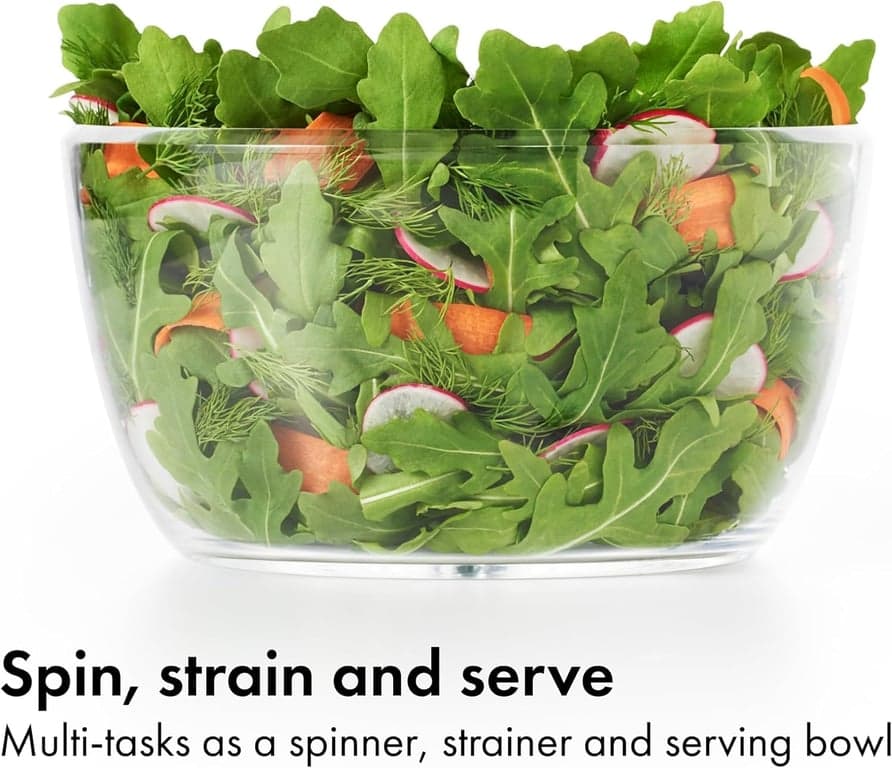 OXO Good Grips Pequeña Centrifugadora de Ensalada y Hierbas, Lavador de Verduras con Colador - imagen 6