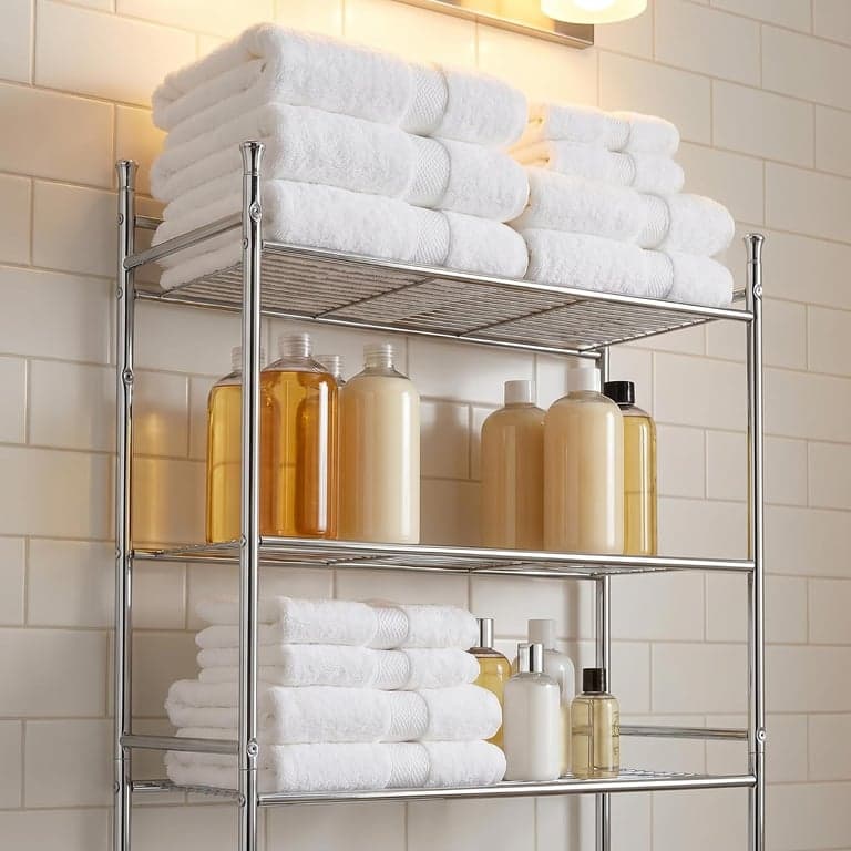 Honey-Can-Do Estante de almacenamiento para baño sobre el inodoro, acero, cromo, 3 niveles - imagen 6