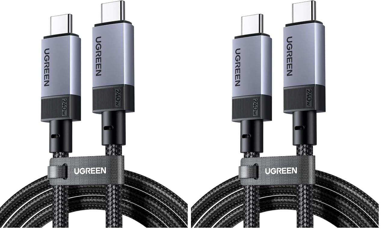 UGREEN Cable USB C 240W Gen2 10Gbps 3.2, Salida de Video 4K 60Hz Carga Rápida Compatible con iPhone 17/16/15 Pro Max, NVMe SSD, Monitor, Galaxy S26/S25/S24 Ultra, MacBook Pro, 3.3FT (Paquete de 2)