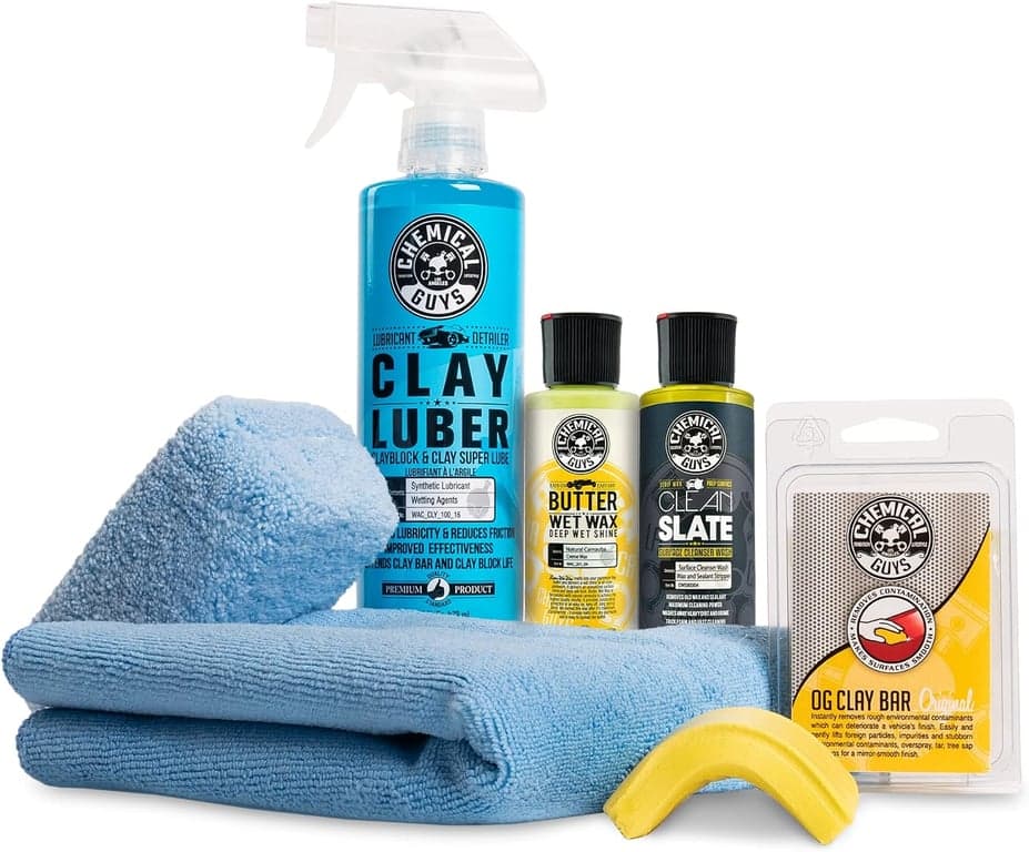 Chemical Guys, Kit combinado de barra de arcilla y Luber para pintura lisa, juego de 6 piezas