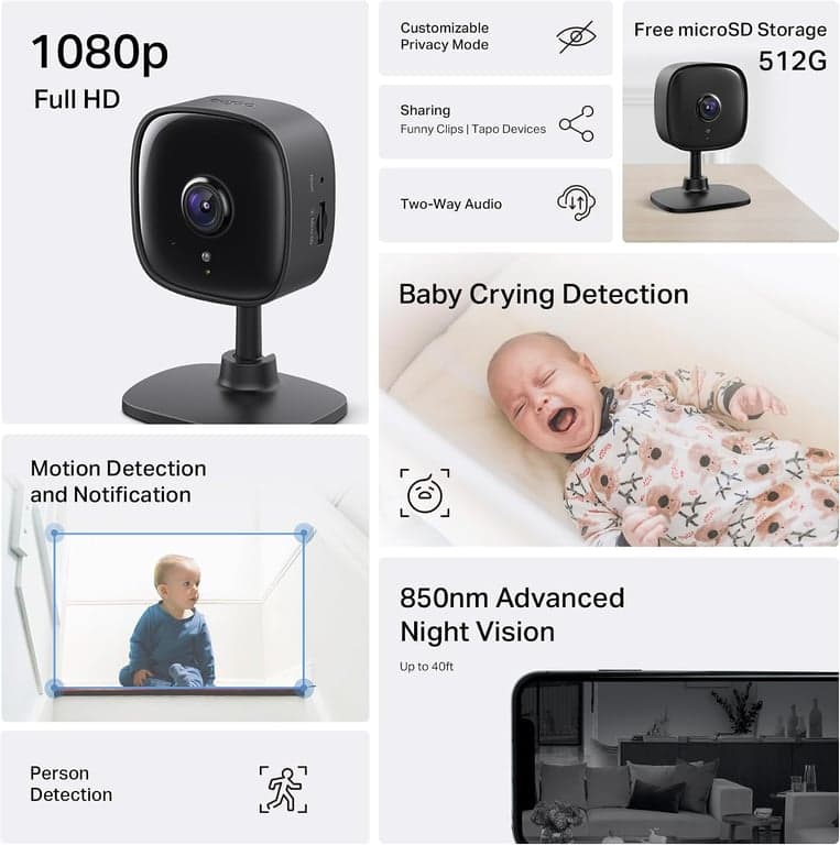 Cámara de seguridad Tapo 1080p para interiores/exteriores, C103, HybridCam - vista alternativa
