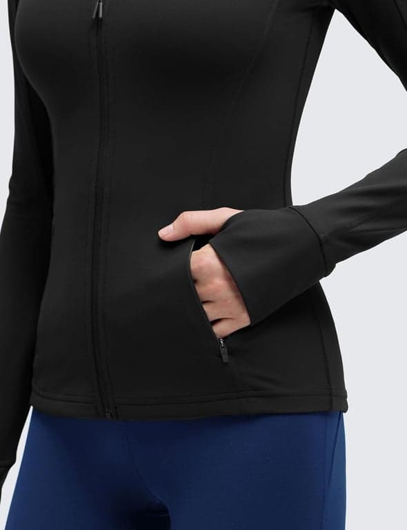 CRZ YOGA Butterluxe Jackets a la Cadera | Extremadamente Suave, Atlética, Ajuste Delgado, Cierre Completo, Bolsillos Laterales, Agujeros para Pulgares, para Mujer - imagen 4