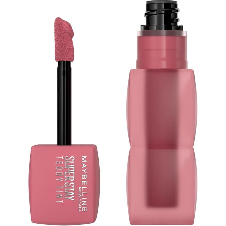 MAYBELLINE Super Stay Teddy Lip Tint, lápiz labial mate de larga duración para hasta 12 horas de uso, Pinky Promise, 1 unidad