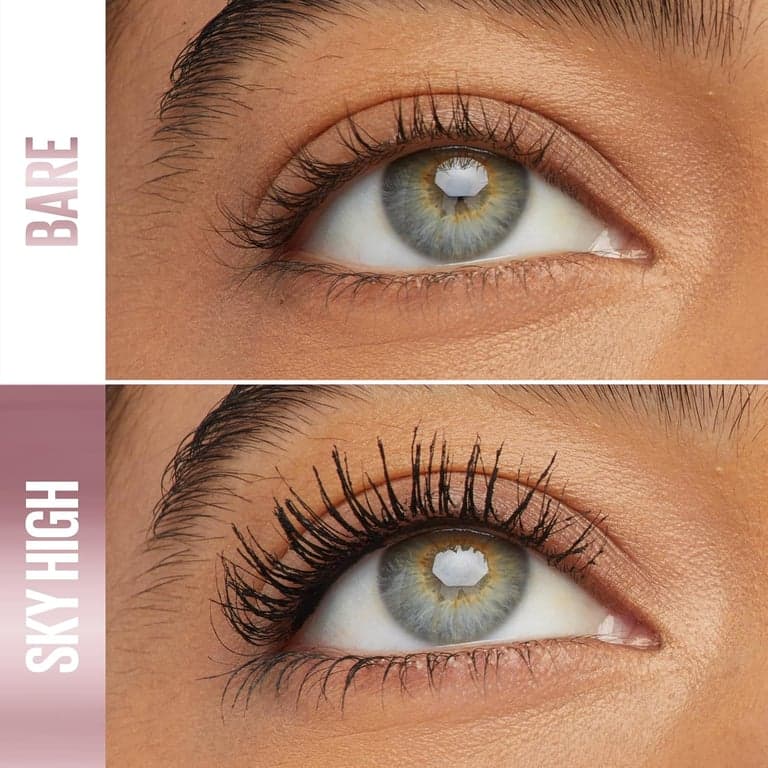 Maybelline Lash Sensational Sky High Máscara de Pestañas Lavable, Voluminizadora, Alargadora, Definitiva, Riza, Multiplica, Fórmula Construible, Blackest Black, 1 Unidad - imagen 2