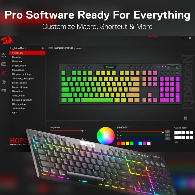Teclado inalámbrico ultra-delgado para juegos Redragon K618 PRO, Macro y Desplazamiento de Medios - imagen 6