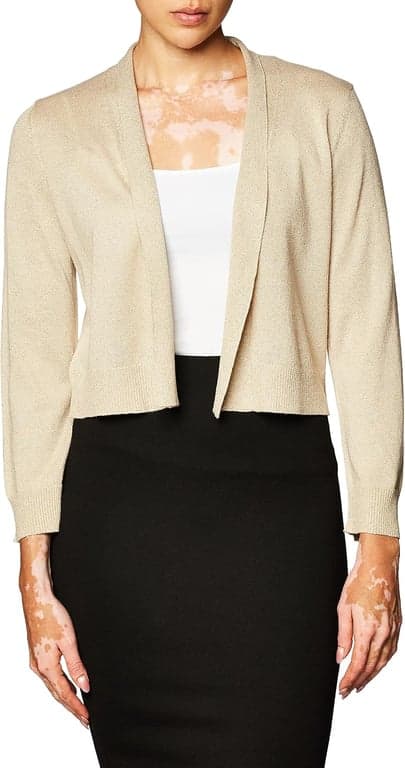 Cárdigan encogido de punto con frente abierto y manga 3/4 para mujer Calvin Klein