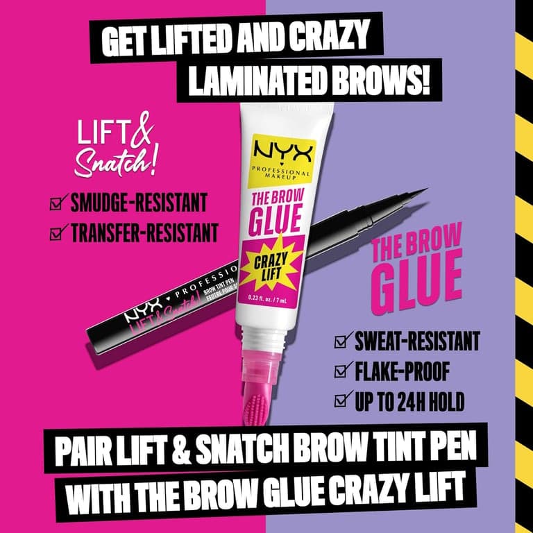 NYX PROFESSIONAL MAKEUP The Brow Glue Crazy Lift, Gel para Laminado de Cejas con Fijación Fuerte de 16 Horas y Peine Estilizador Integrado - Transparente para - imagen 6