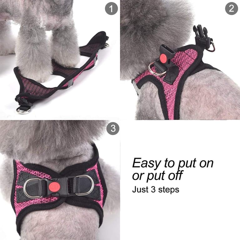Arnés para perro, tipo chaleco transpirable para cachorros y gatos, mediano, azul - imagen 4