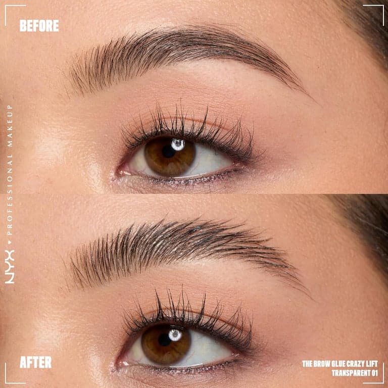 NYX PROFESSIONAL MAKEUP The Brow Glue Crazy Lift, Gel para Laminado de Cejas con Fijación Fuerte de 16 Horas y Peine Estilizador Integrado - Transparente para - imagen 3