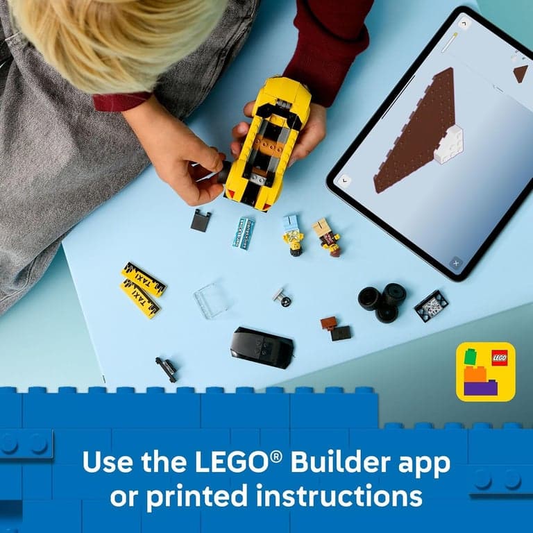 Juguete de construcción LEGO City Taxi Amarillo para Niños - Set de Juego de Simulación para y Niñas, Edades 5+ - Coche de con Minifiguras de Taxista y Turista - Idea de Regalo para Cumpleaños - 60487 - imagen 5