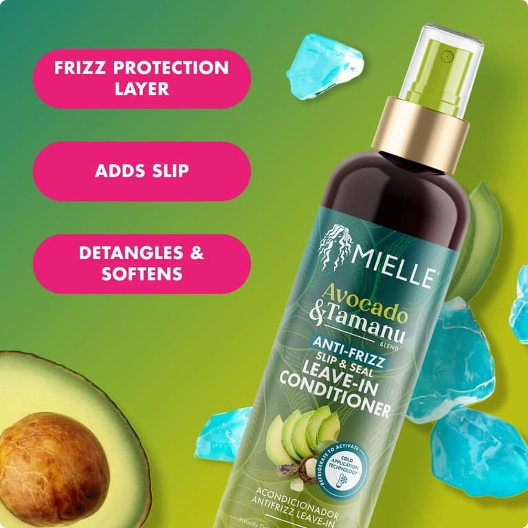 Mielle Organics Acondicionador sin enjuague en spray de aguacate y tamanu para el control del frizz - Desenredante suavizante y tratamiento anti-frizz para estilos secos y dañados - Nutre el cuero cabelludo para hebras suaves y brillantes - 8 oz - imagen 2