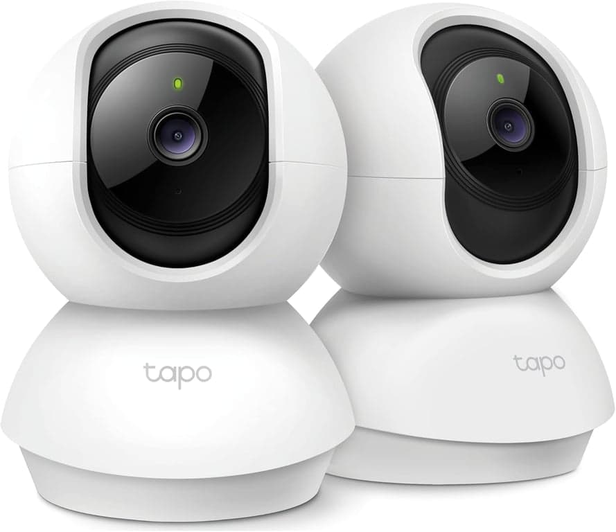 Cámara de seguridad Tapo 2K con movimiento horizontal/vertical para monitor de bebé, cámara para perros con detección de movimiento, sirena de audio bidireccional, visión nocturna, almacenamiento en la nube y tarjeta SD, funciona con Alexa y Google Assistant, paquete de 2 (Tapo C210P2)