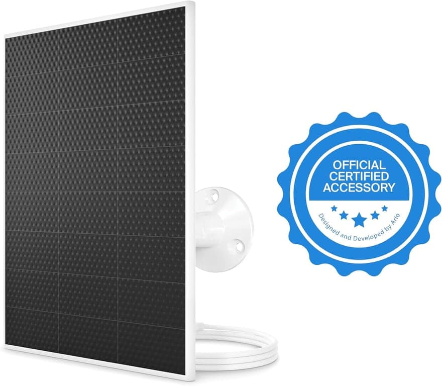 Cargador de panel solar Arlo (blanco), accesorio certificado por Arlo, resistente a la intemperie, fácil instalación (lanzado en 2025), funciona con: Essential Series, Go 2, Pro 3/4/5S/6/6 XL, Ultra Series, Wireless Floodlights - vista alternativa