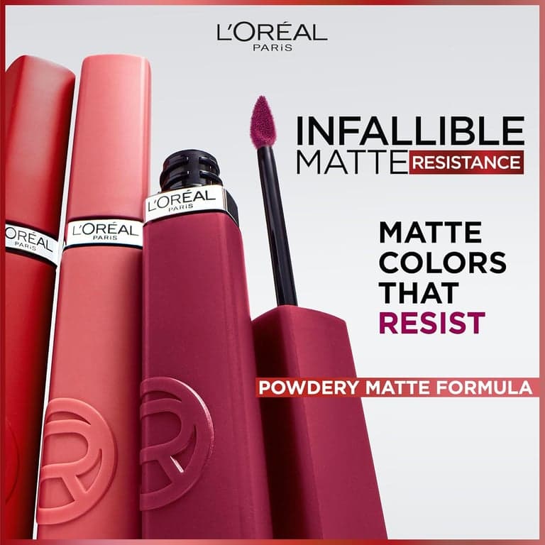 L'Oreal Paris Infallible Matte Resistance Lápiz Labial Líquido, hasta 16 Horas de Duración, Le Rouge 420, 0.16 Fl Oz - vista alternativa