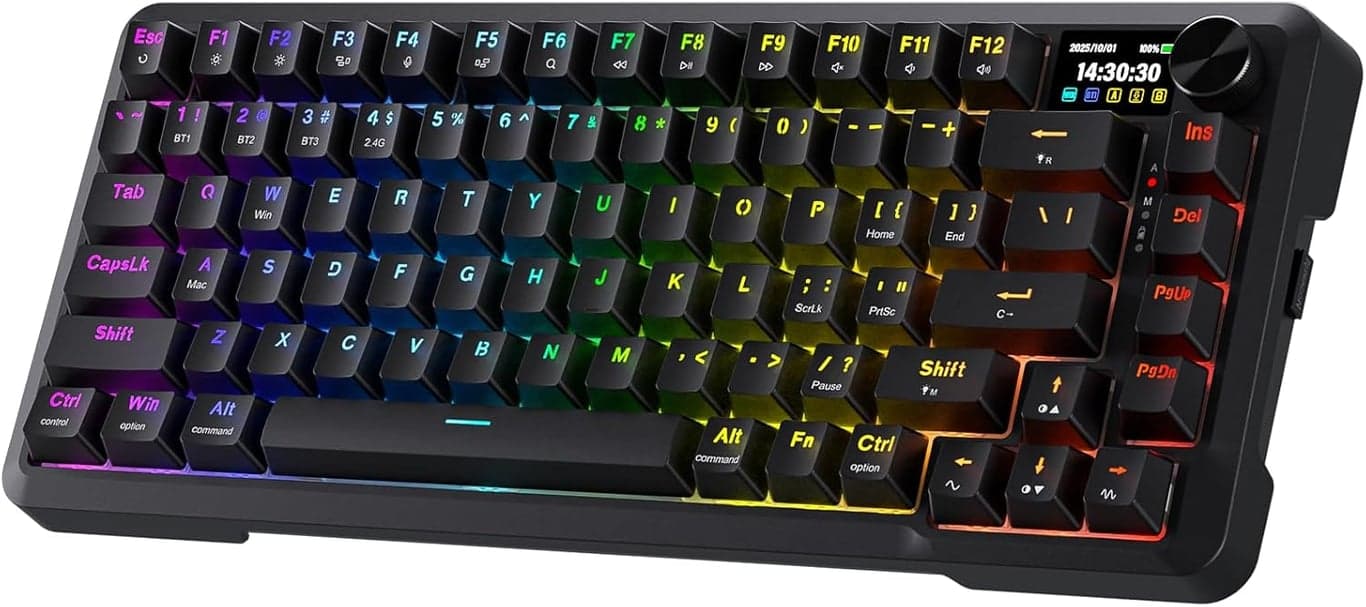 Teclado para juegos Redragon K724 PRO inalámbrico de 81 teclas con junta, pantalla TFT y perilla