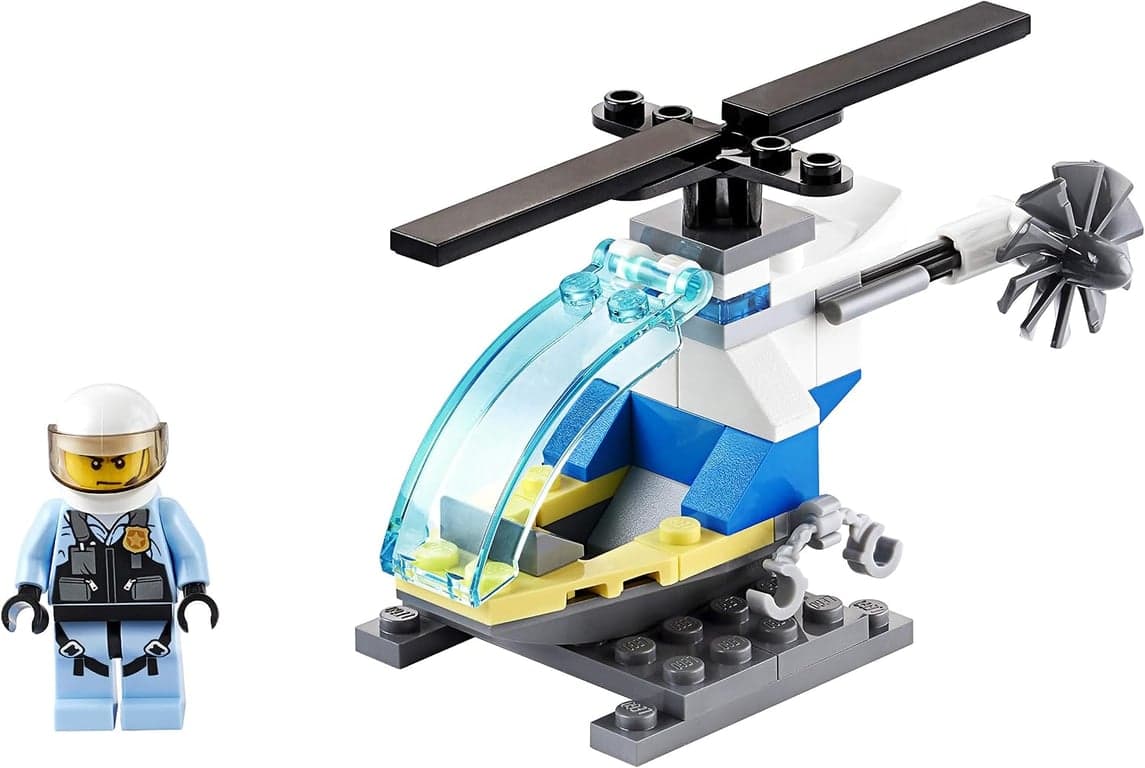 LEGO City Minifigure Polybag - Helicóptero de Policía con Piloto y Soporte 30367 - vista alternativa
