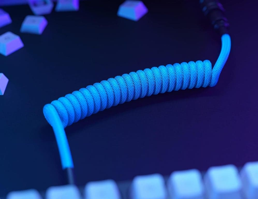GLORIOUS Coiled Keyboard Cable – USB C en espiral Cables trenzados artesanales para teclado mecánico para juegos en espiral - de teclado personalizado (Forest Green) - imagen 5