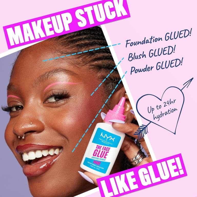 NYX PROFESSIONAL MAKEUP The Face Glue Gripping Primer, Prebase Hidratante para Maquillaje con Hasta 24 Horas de Duración, Vegano y Libre de Crueldad Animal - vista alternativa