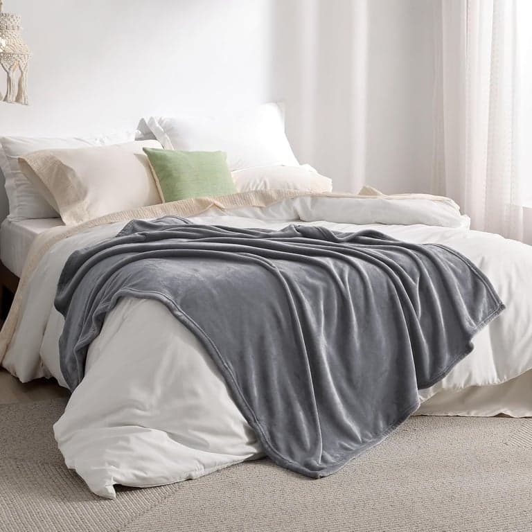 Bedsure Fleece Throw Blanket（Grey ＆ Beige） - imagen 2