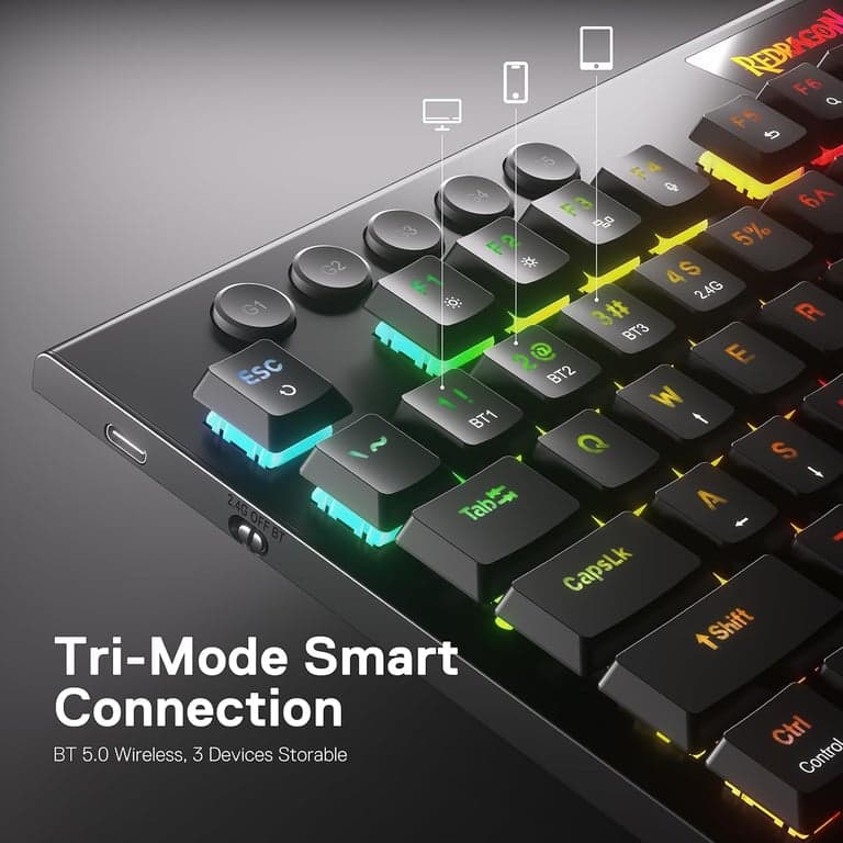 Teclado inalámbrico ultra-delgado para juegos Redragon K618 PRO, Macro y Desplazamiento de Medios - imagen 4
