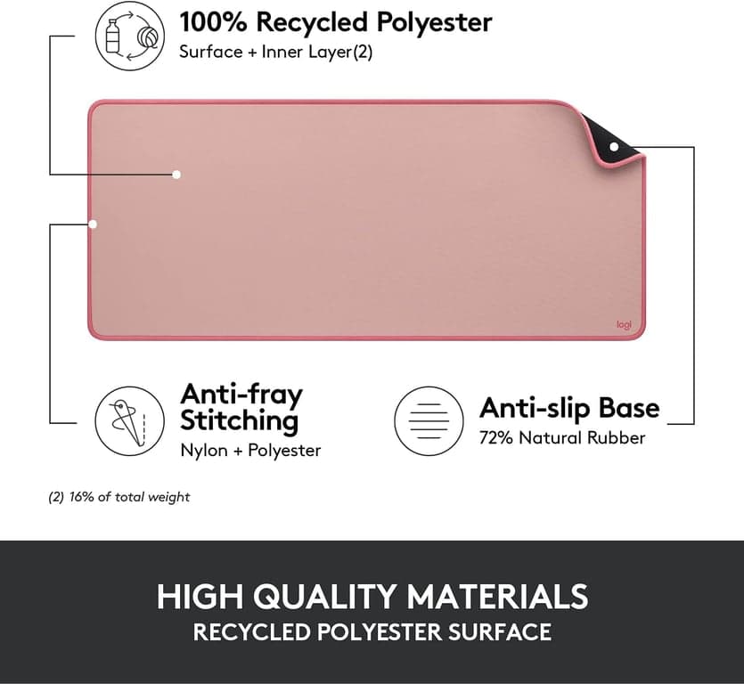 Logitech Studio Series Desk Mat Grande 28x12 Pulgadas - Rosa Oscuro - imagen 4