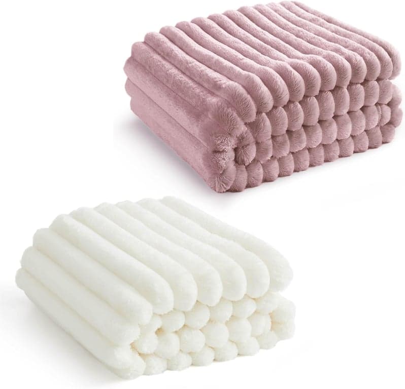 Bedsure Manta polar rosa para sofá y mantas tamaño Queen para cama, 90x90 pulgadas