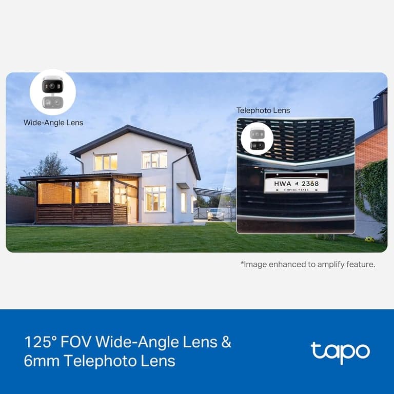 Cámara de seguridad con cable Tapo 2K para interiores/exteriores con doble lente Pan/Tilt, C246D - imagen 2