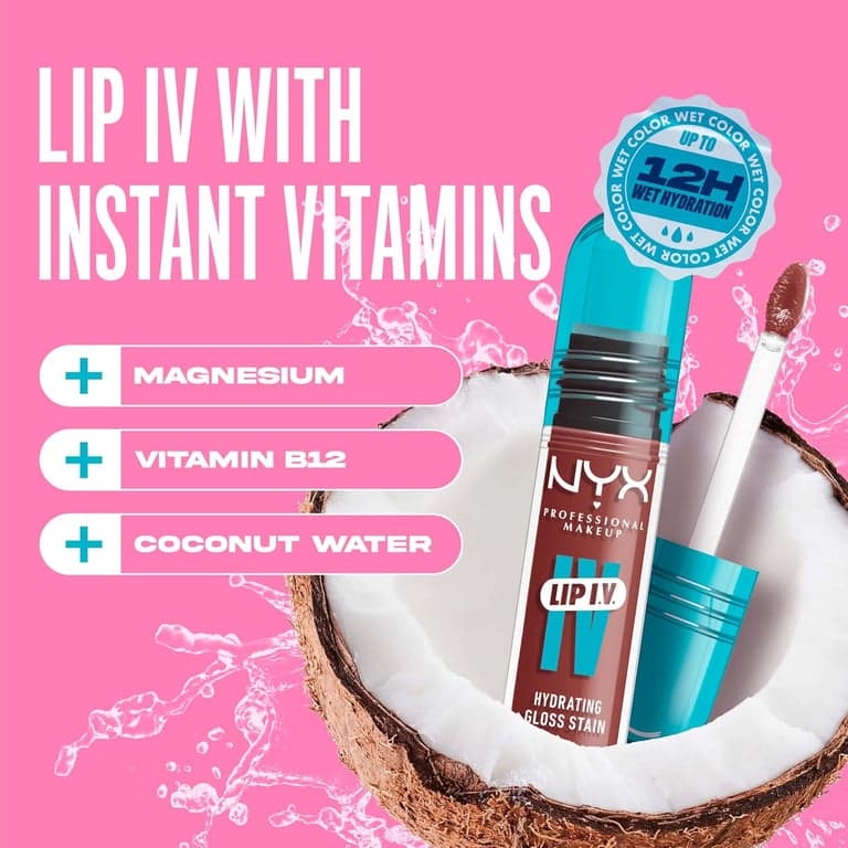 NYX PROFESSIONAL MAKEUP Tinta de Labios Brillante Hidratante Lip IV, Larga Duración, Tintada, Fórmula Vegana con 12 HR de Hidratación - Hydra Honey (Marrón) - imagen 4