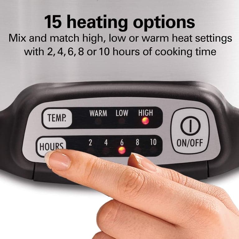 Olla de cocción lenta programable Hamilton Beach con olla de 6 cuartos apta para estufa para sellar y cocinar y tapa de viaje con cierre para transporte portátil, plateada (33663) - imagen 2