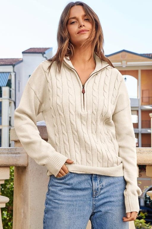 Dokotoo Sweaters de Mujer 2026 Otoño Invierno Cuello Polo de Punto Acanalado con Cremallera de Un Cuarto | Manga Larga, Polo, Suéter de Punto, Tops Suaves Cómodos, Gruesos Cálidos Acogedores, Atuendos Diarios para Salir, Ropa de Moda - imagen 4