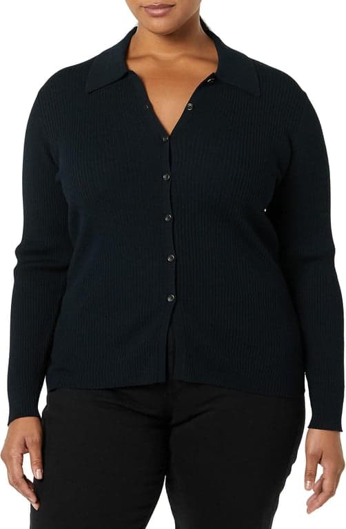Cárdigan acanalado tipo polo elástico de calibre fino para mujer Amazon Essentials (anteriormente Daily Ritual) - imagen 3