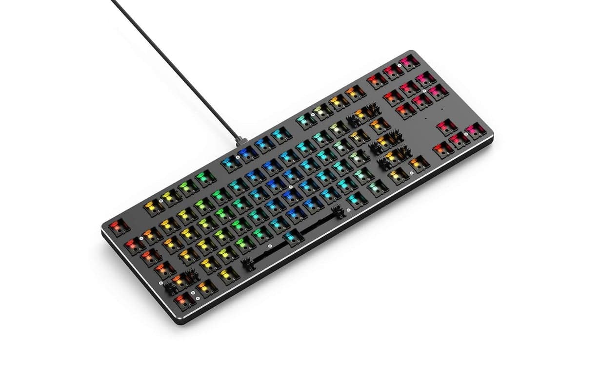 Teclado Glorious Custom Gaming - GMMK 85% TKL Barebone - Kit de teclado mecánico con cable USB C - Switches y keycaps RGB intercambiables en caliente - Placa superior de metal negro - vista alternativa