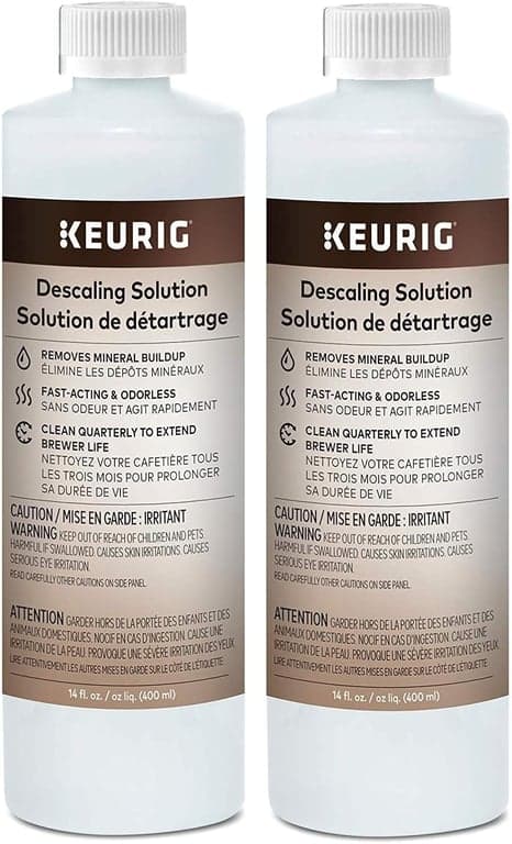 Solución descalcificadora Keurig para limpieza de cafeteras, incluye solución descalcificadora de 28 oz., compatible con cafeteras de cápsulas K-Cup Classic/1.0 y 2.0 (28 oz)