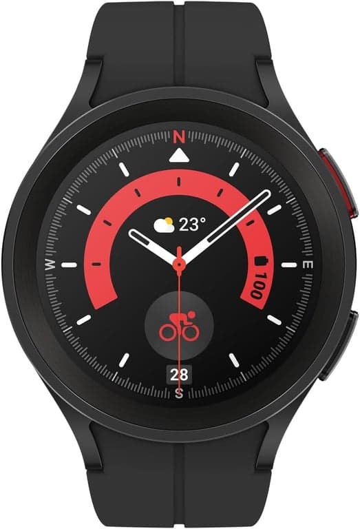 SAMSUNG Galaxy Watch 5 Pro (45mm,WIFI + 4G LTE) 1.4'' Super AMOLED Smartwatch GPS Bluetooth con entrenamiento del sueño, sensor bioactivo, resistente al agua R925U (paquete de cargador rápido, titanio negro) (renovado) - vista alternativa