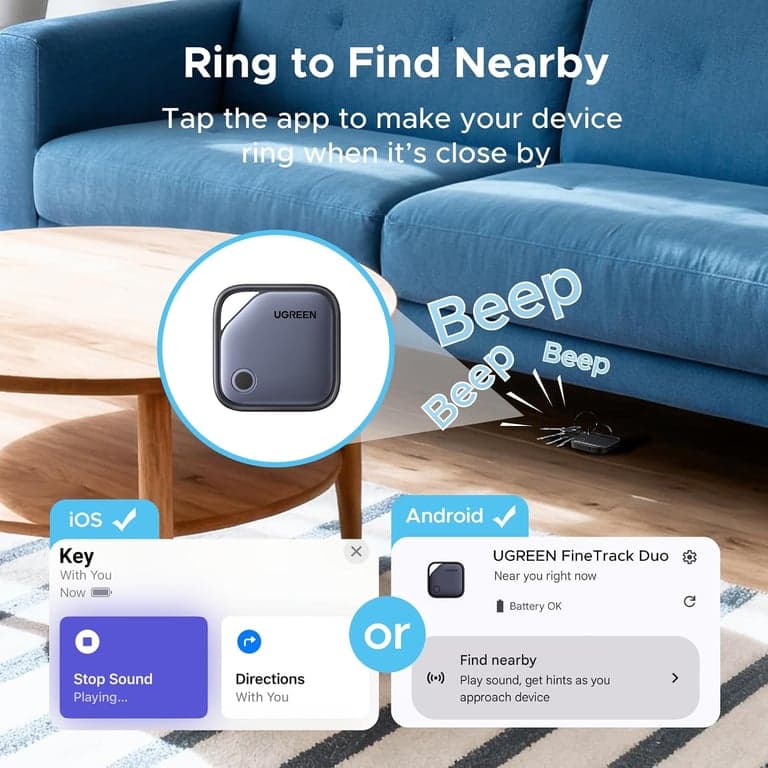 UGREEN Finder Duo Air Tracker Tags 4 Pack (iOS and Android) - imagen 4