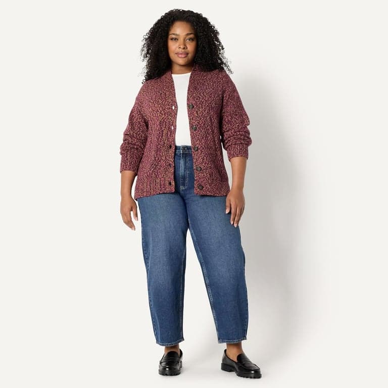Cárdigan de mezcla de algodón grueso multicolor con botones y cuello en V profundo de corte extragrande para mujer Amazon Essentials - imagen 6