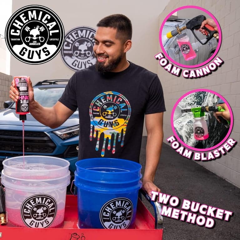 Chemical Guys, Jabón para lavado de autos Mr. Pink, Cañón de espuma y lavado con balde, 64 oz | Levanta la suciedad de la carretera con una fórmula resbaladiza de alto brillo que se enjuaga limpiamente, suave con la cera, el sellador y los recubrimientos cerámicos - imagen 4