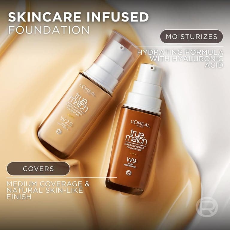 L'Oreal Paris True Match Super-Blendable Foundation, Maquillaje Líquido de Cobertura Media, N3, Claro Medio, 1 Fl Oz - imagen 3