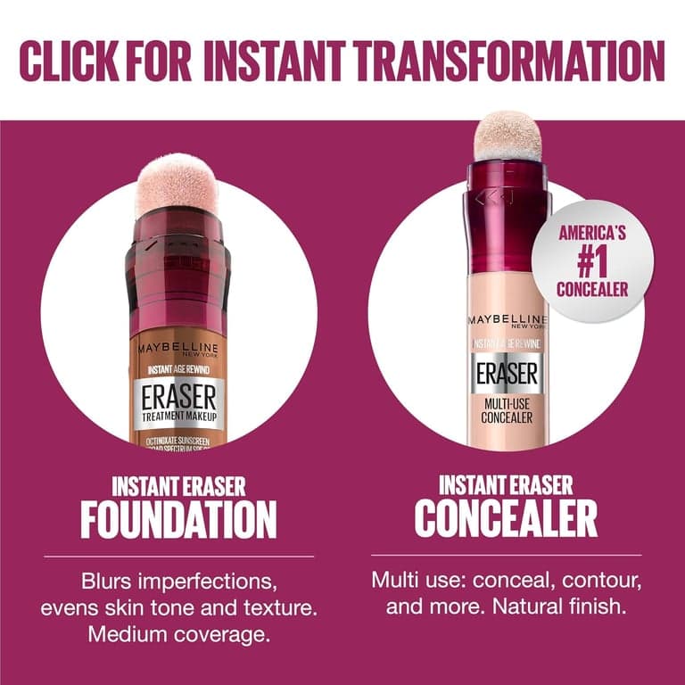 Maybelline Instant Age Rewind Eraser Foundation con SPF 20 y ProVitamina B5 Hidratante, 120, 1 unidad (el empaque puede variar) - imagen 5
